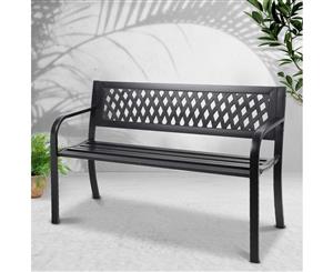 Garden Bench Seat Outdoor Park Chair Steel Iron Patio Furniture Lounge Porch Lounger Vintage Black Gardeon