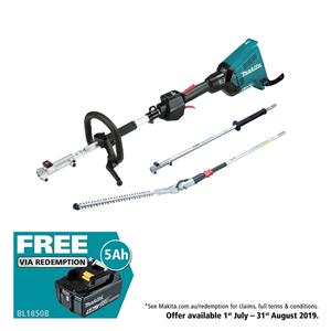 Makita 18V Brushless Power Head With Extension Pole And Hedge Trimmer Attachment
