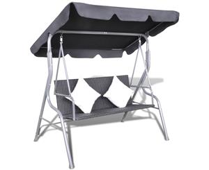 Outdoor Hanging Swing Chair with a Canopy Black Porch Seat Hammock