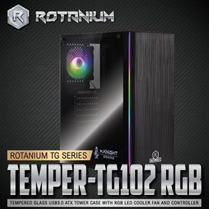 Rotanium (Temper-TG102 RGB) Black RGB LED Tempered Glass ATX Gaming Case without PSU