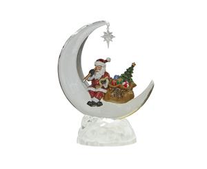 Santa on Moon LED Ornament 20cmH