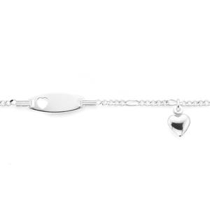 Silver Heart ID Charm Bracelet
