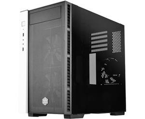 Silverstone RL08 Black And White Edition mATX Gaming Case Tempered Glass 2x120mm Front RGB Fan Included For CPU Cooler Supports Upto 168mm Graphs