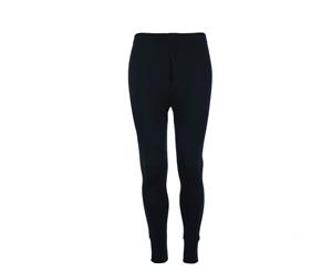 Thermo Fleece Men's Pure Merino Wool Thermal Long Johns Pants - Black