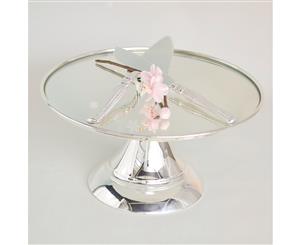 30 cm (12-inch) Round Modern Silver Plate Mirror Cake stand Angelique collection