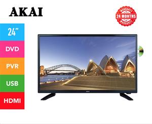 AKAI TV 24" Inch Full HD LED w/DVD & PVR 24 Months Warranty