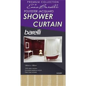 Barelli 180 x 180cm Cream Ivory Jacquard Polyester Shower Curtain