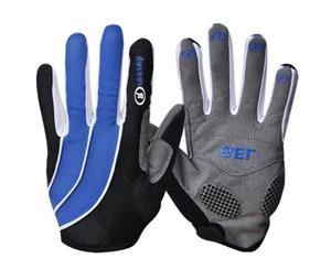 Bicycle Cycling Bike Full Finger Padded Gloves Large Blue