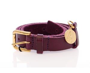 Dolce & Gabbana Purple Leather Gold Logo Belt