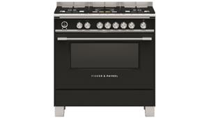 Fisher & Paykel 900mm Pyrolytic Dual Fuel Freestanding Cooker - Black