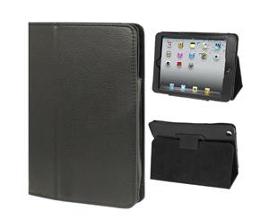 For iPad Mini 123 Case Lychee Texture 2-fold Folio Leather CoverBlack