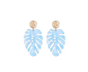 Jewelcity Sunkissed Womens/Ladies Tropical Leaf Earrings (Blue) - JW952