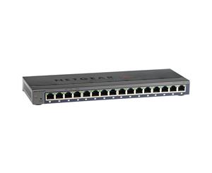 NETGEAR Smart Managed Plus Gigabit 16 x Ethernet Port Click Network Switches (GS116E) Black 16 Port GS116E-200AUS