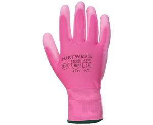 Portwest Pu Palm Coated Gloves (A120) / Workwear (Pack Of 2) (Pink) - RW7024