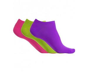 Proact Womens/Ladies Microfibre Sneaker Socks (3 Pairs) (Bright Violet/Fluorescent Green/Fluorescent Pink) - PC3097