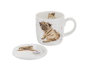 Royal Worcester Wrendale Pug Love Mug and Coaster Set