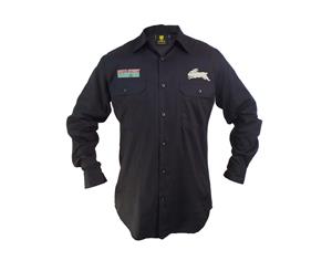 South Sydney Rabbitohs NRL LONG Sleeve Button Work Shirt BLACK