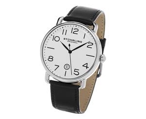 Stuhrling Original Men's 695.01 Symphony Swiss Quartz Date Black Leather Strap Watch
