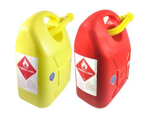 2x 20L Fuel Container/Petrol/Fuel/Diesel/Kerosene Storage Heavy Duty Yellow/Red