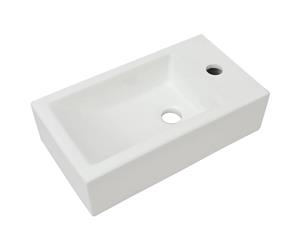 Basin with Faucet Hole Rectangular Ceramic White 46x25.5x12cm Sink Bowl
