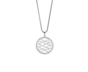 Bevilles Stainless Steel Crystal Circle Multi Infinity Necklace