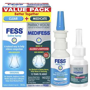 Fess Saline Spray 30ml + MediFess Allergy 140 Sprays Value Pack