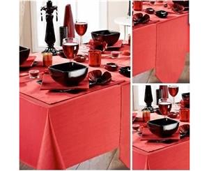 French Country Table Cloth RED LINEN STITCH LOOK Tablecloth 140x185cm New