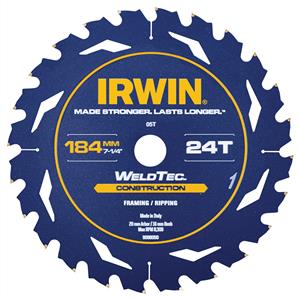 Irwin WeldTec 184mm 24T Construction Circular Saw Blade