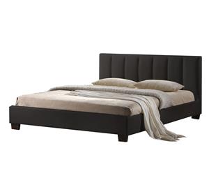 Paris PU Leather Simple Design King Size Bed Frame with Slats Black