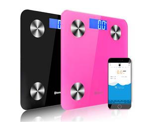 SOGA 2 x Wireless Bluetooth Digital Body Scale Bathroom Health Analyser Weight Black/Pink