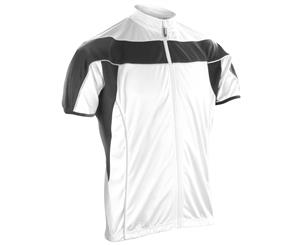 Spiro Mens Bikewear / Cycling 1/4 Zip Cool-Dry Performance Fleece Top / Light Jacket (White / Black) - RW1484