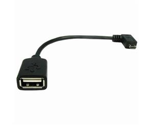 USB 2 OTG Female A Plug to Right-Angle Micro Male B Plug