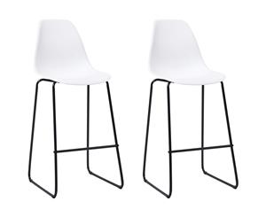 2x Bar Chairs White Plastic Counter Height Dining Stool Kitchen Seat