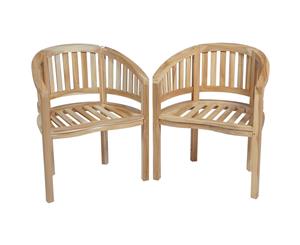2x Solid Teak Wood Banana-Shaped Chair Outdoor Garden Patio Furniture