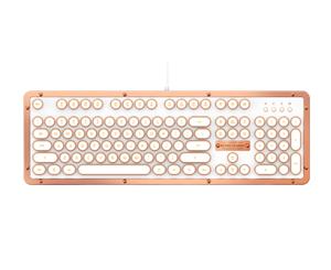 AZIO MK RETRO CLASSIC Vintage Typewriter Backlit Mechanical Keyboard in Copper Alloy Trim and White