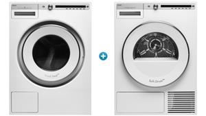 Asko 8kg Logic Front Load Washing Machine + Asko 8kg Logic Heat Pump Dryer Package - White