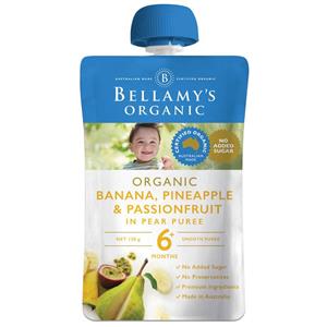 Bellamy's Organic Exotic Fruits Banana/Pineapple & Passionfruit In Pear Puree 120g