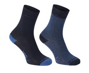 Craghoppers Mens Nosilife Walking Hiking Socks (Pack Of 2) (Dark Navy/Soft Denim Stripe) - CG1048