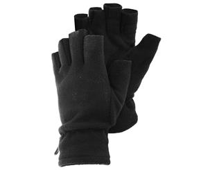 Floso Mens Fleece Fingerless Winter Gloves (Black) - GL416