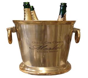 Grand Cru Chateau Marcel Antique Style Oval Gold Champagne Bucket