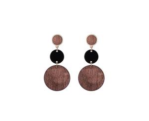 Jewelcity Sunkissed Womens/Ladies Multi Wood Disc Earrings (Brown/Black) - JW967