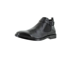 Kenneth Cole New York Mens Sum-Times Leather Buckle Ankle Boots