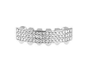 One Size Fits All Bling Grillz - THREE LINE BOTTOM - Silver - Silver