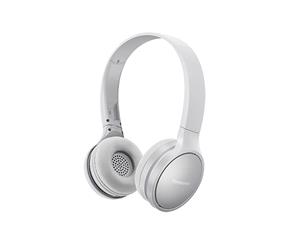 Panasonic RP-HF410BE-W On-Ear Wireless Bluetooth Headphones - White - Sharp Bass & Dynamic Sound - Lightweight foldable design - Up to 24 hours of ba
