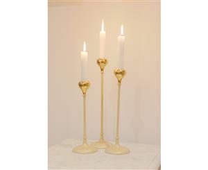 Set of 3 TEAR DROP 24 28 and 32cm Tall Single Candle Holders - 2 Tone Gold Finish
