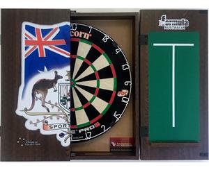 Unicorn Eclipse Pro 2 Dart Board & FORMULA Sports Bar Dart Cabinet + 6 x Darts