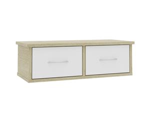 Wall-mounted Drawer Shelf White and Sonoma Oak 60x26x18.5cm Chipboard