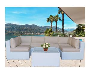 White Majeston Modular Outdoor Furniture Lounge With Grey Cushion Cover