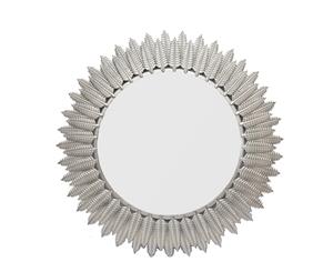 APPLE LEAF Large Round 81cm Wide Wall Mirror - Matte Silver