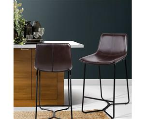 Artiss 2x Bar Stools LEANNE Kitchen Bar Stool Leather Dining Chair Metal Black